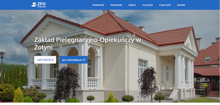 Miniatura strony ZPO w Żołyni na Wordpressie